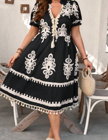 Rochie midi Shein Curve+, mix culori