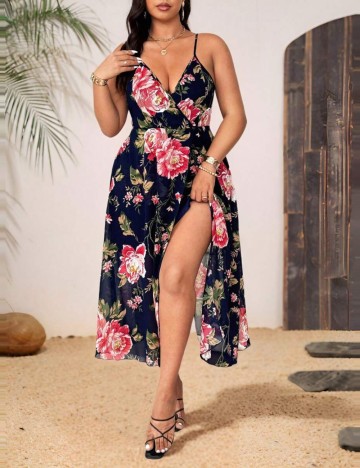 Rochie midi Shein Curve+, mix culori
