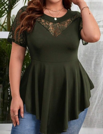 Tricou Shein Curve+, kaki