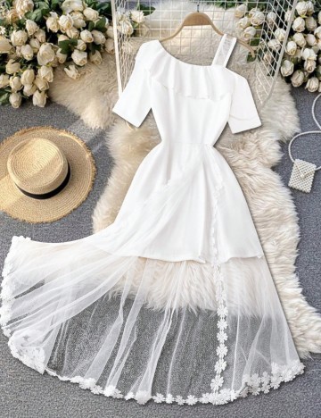 Rochie maxi Shein Curve+, alb