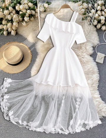 Rochie maxi Shein Curve+, alb