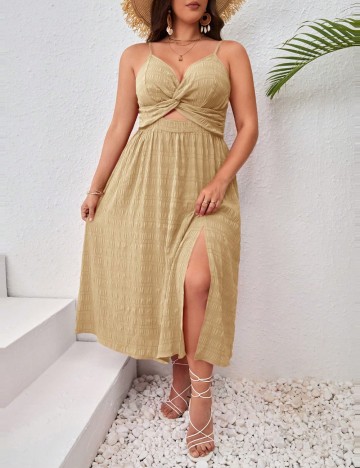 Rochie midi Shein Curve+, bej