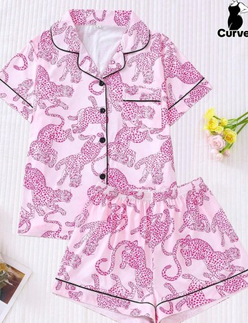Compleu pijamale Shein Curve+, roz