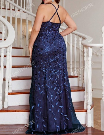 Rochie de ocazie Shein Curve+, bleumarin