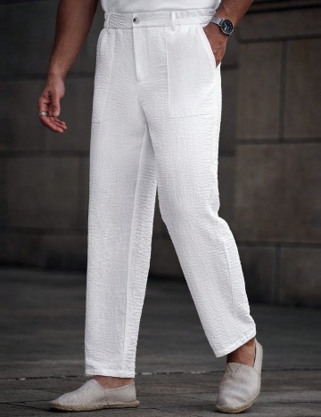 Pantaloni MANFINITY by Shein, alb