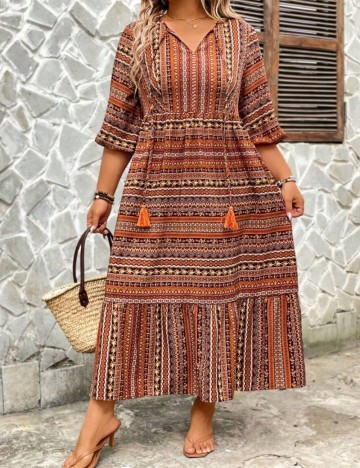 Rochie maxi Shein Curve+, mix culori