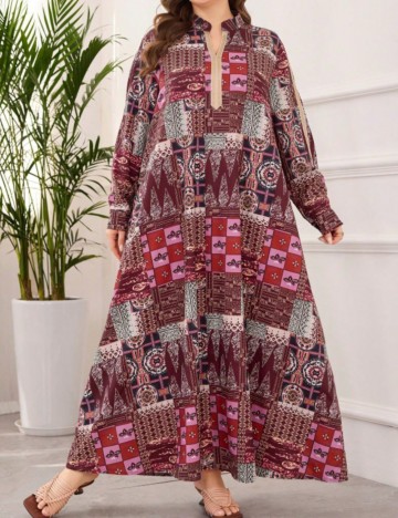 Rochie maxi Shein Curve+, mix culori