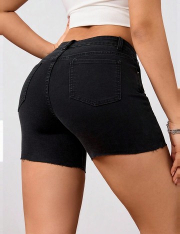 Pantaloni scurți de blugi Shein, negru