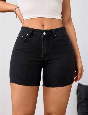 Pantaloni scurți de blugi Shein, negru