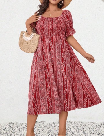 Rochie midi Shein Curve+, roșu