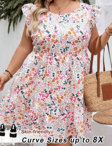 Rochie mini Shein Curve+, mix culori