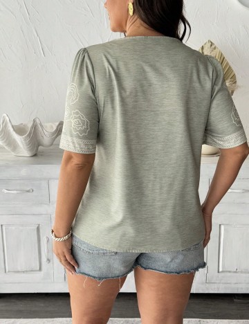 Cămașă cu mânecă scurtă Shein Curve+, verde
