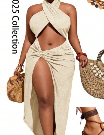Rochie midi Shein Curve+, crem