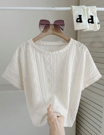 Tricou Shein Curve+, crem