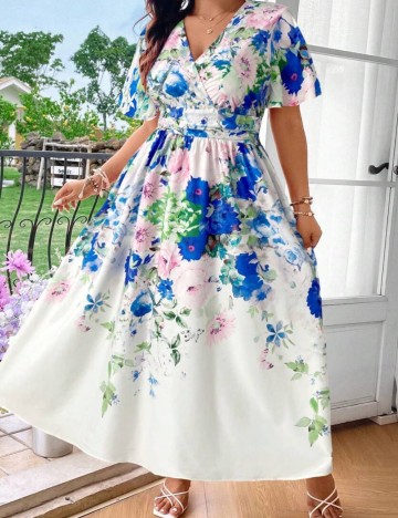 Rochie maxi Shein Curve+, mix culori