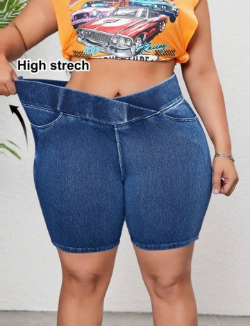 Pantaloni scurți Shein Curve+, albastru