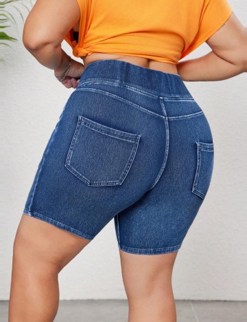 Pantaloni scurți Shein Curve+, albastru