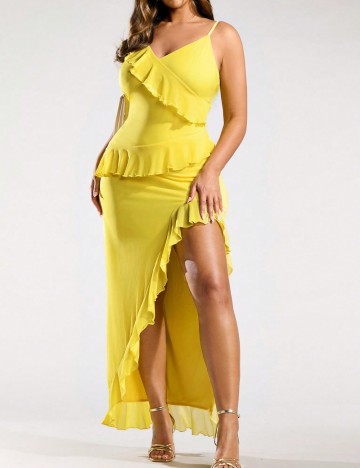 Rochie maxi Shein Curve+, galben