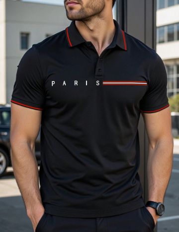 Tricou polo MANFINITY by Shein, negru
