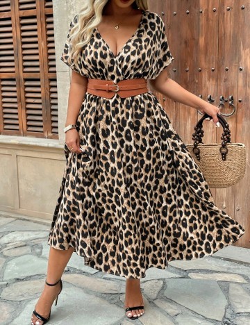 Rochie midi Shein Curve+, animal print