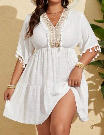 Rochie midi Shein Curve+, alb
