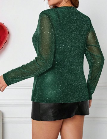 Bluză Shein Curve+, verde