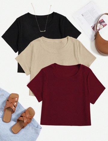 Set Tricouri Shein Curve+, mix culori