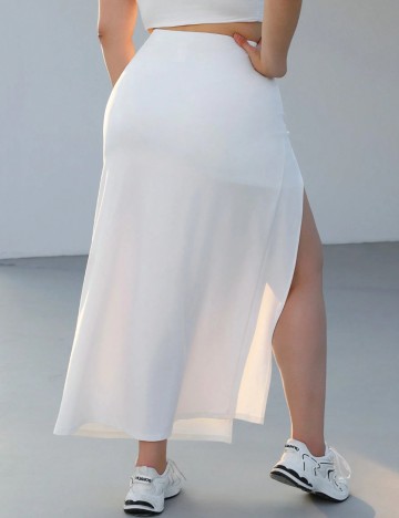 Fustă maxi Shein Curve+, alb