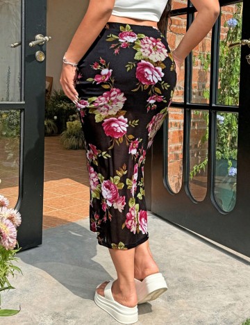 Fustă midi Shein Curve+, negru