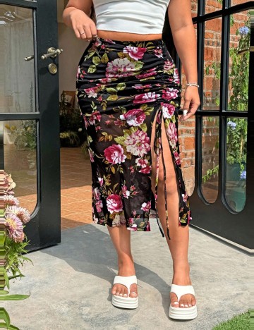 Fustă midi Shein Curve+, negru