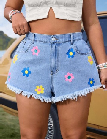 Pantaloni scurți Shein Curve+, albastru
