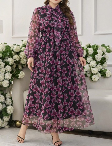Rochie maxi Shein Curve+, mix culori