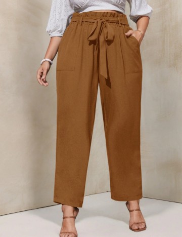 Pantaloni Shein Curve+, maro