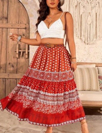 Fustă maxi Shein Curve+, mix culori