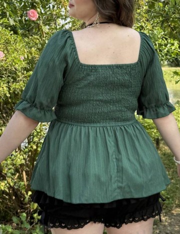 Cămașă cu mânecă scurtă Shein Curve+, verde