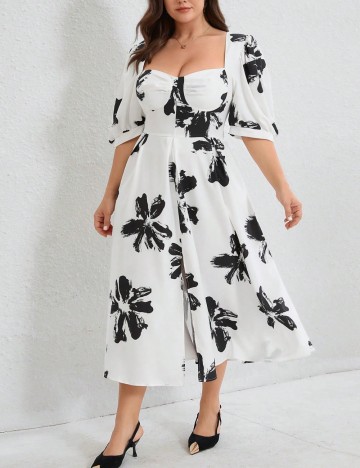 Rochie midi Shein Curve+, alb