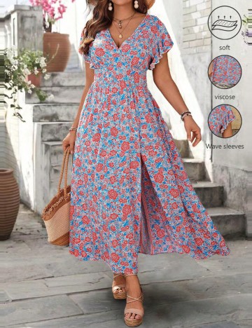 Rochie midi Shein Curve+, mix culori