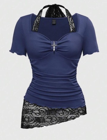 Tricou Romwe by Shein, albastru