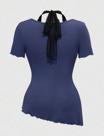 Tricou Romwe by Shein, albastru