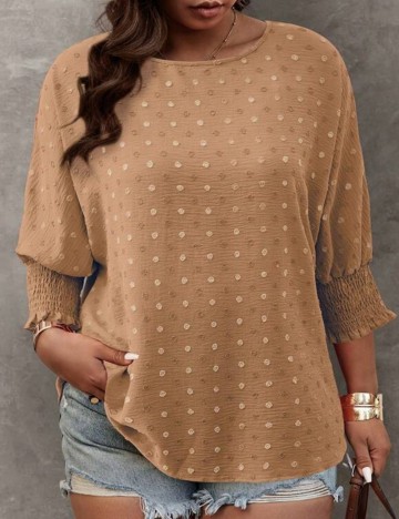 Cămașă casual Shein Curve+, maro