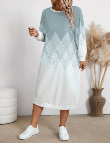 Rochie midi Shein Curve+, mix culori