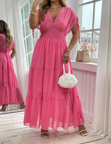 Rochie maxi Shein Curve+, roz