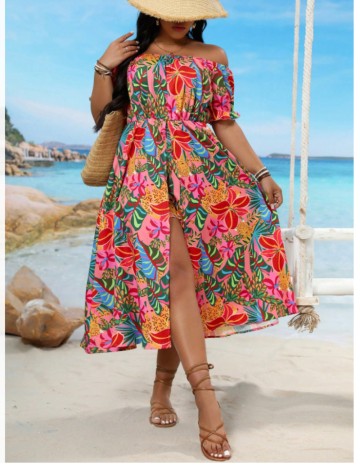 Rochie tip salopetă Shein Curve+, mix culori
