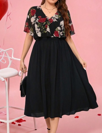 Rochie midi Shein Curve+, mix culori