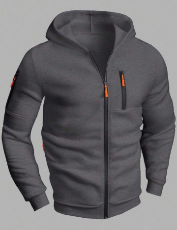 Hanorac Cu Fermoar MANFINITY by Shein, gri