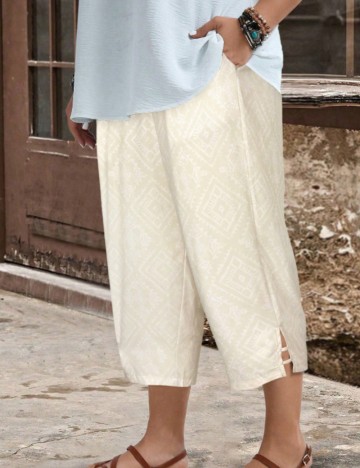 Pantaloni 3/4 Shein Curve+, crem