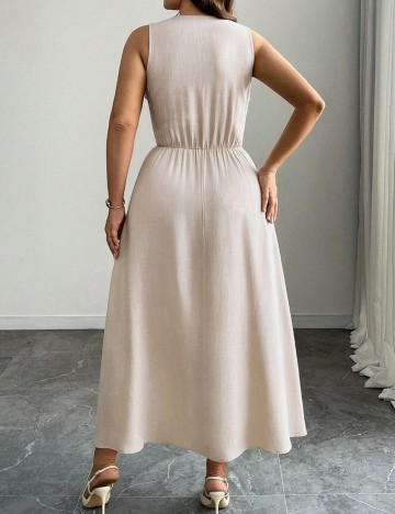 Rochie maxi Shein Curve+, bej