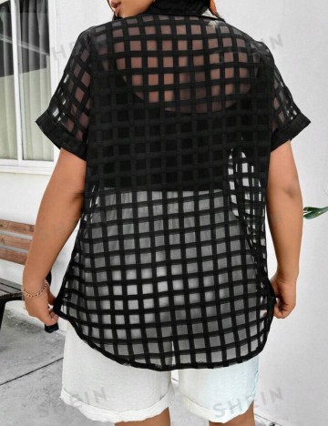 Cămașă cu mânecă scurtă Shein, negru