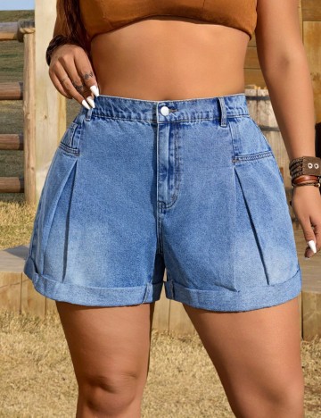 Pantaloni scurți Shein Curve+, albastru