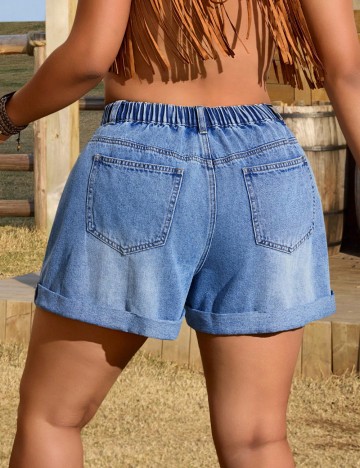 Pantaloni scurți Shein Curve+, albastru